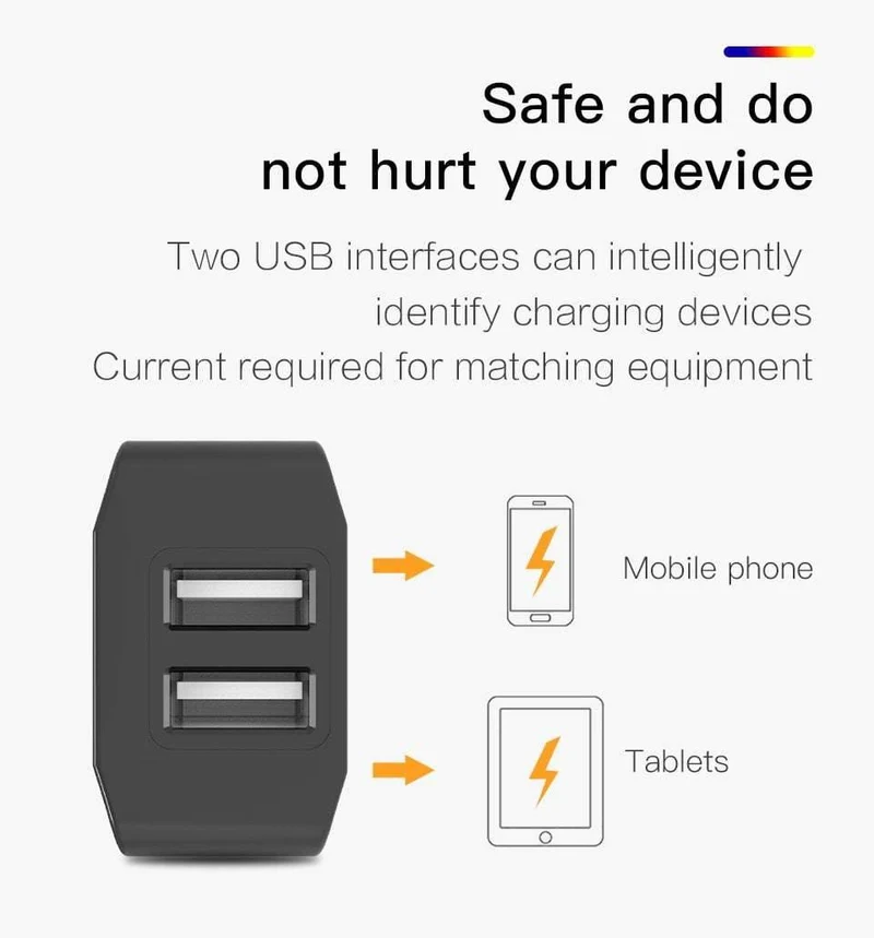 PZOZ Dual USB Ladegerät 2a Schnelles Aufladen Reise EU Stecker Adapter tragbares Wandladegerät Handykabel Für iPhone Samsung xiaomi