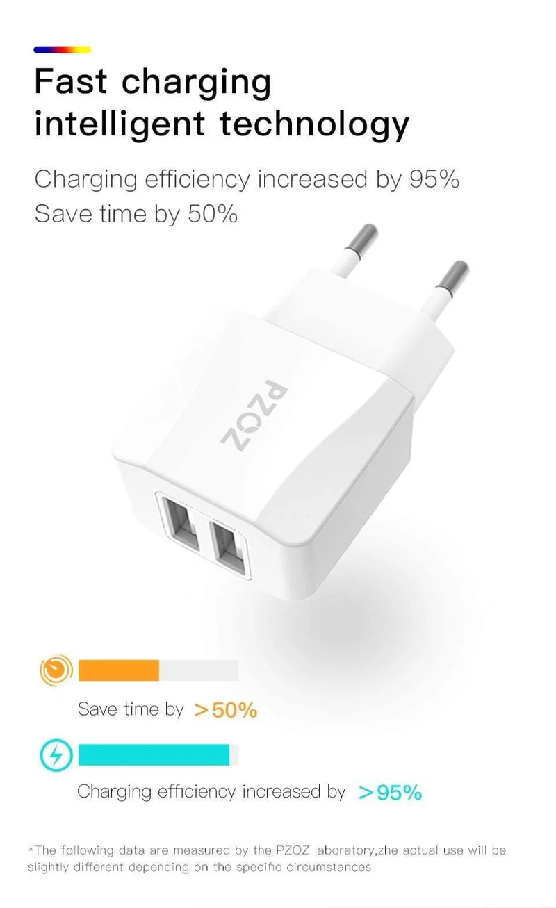 PZOZ Dual USB Ladegerät 2a Schnelles Aufladen Reise EU Stecker Adapter tragbares Wandladegerät Handykabel Für iPhone Samsung xiaomi