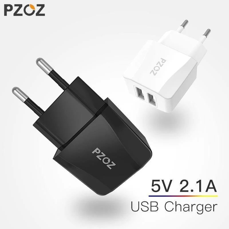 PZOZ Dual USB Ladegerät 2a Schnelles Aufladen Reise EU Stecker Adapter tragbares Wandladegerät Handykabel Für iPhone Samsung xiaomi
