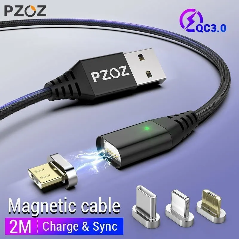 PZOZ Magnetkabel 2M Typ C Micro USB C Schnellladekabel Telefon MicroUSB Typ-C Magnetladegerät USB C Ladekabel für iPhone Xiaomi