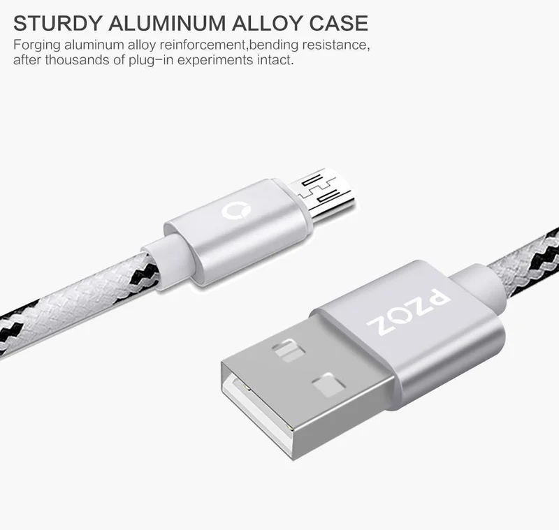 PZOZ Micro USB-Kabel Schnelllade-Telefonladegerät-Adapter Datenkabel für Samsung Xiaomi Huawei MEIZU SONY Android Charge MicroUSB