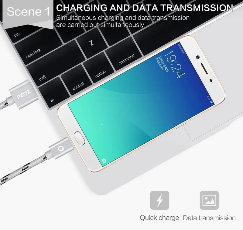 PZOZ Micro USB-Kabel Schnelllade-Telefonladegerät-Adapter Datenkabel für Samsung Xiaomi Huawei MEIZU SONY Android Charge MicroUSB