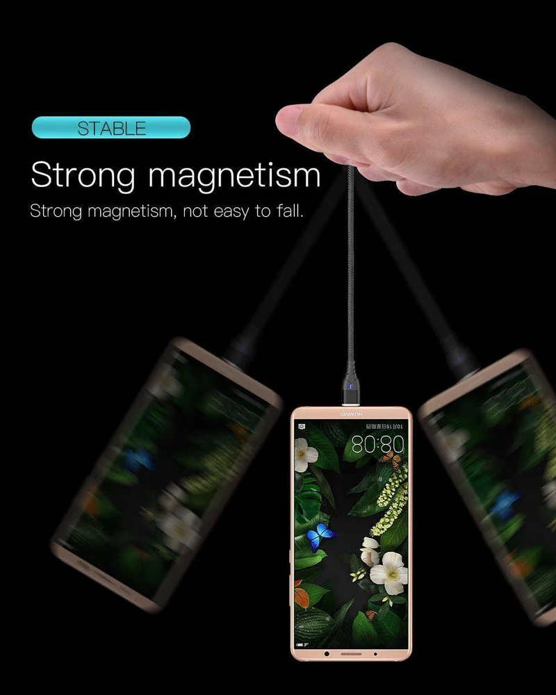 PZOZ USB C Magnetkabel 5A Superschnelles Laden Telefon Typ-C Magnet-Ladeadapter für Samsung Galaxy S9 Huawei Xiaomi A2 lite