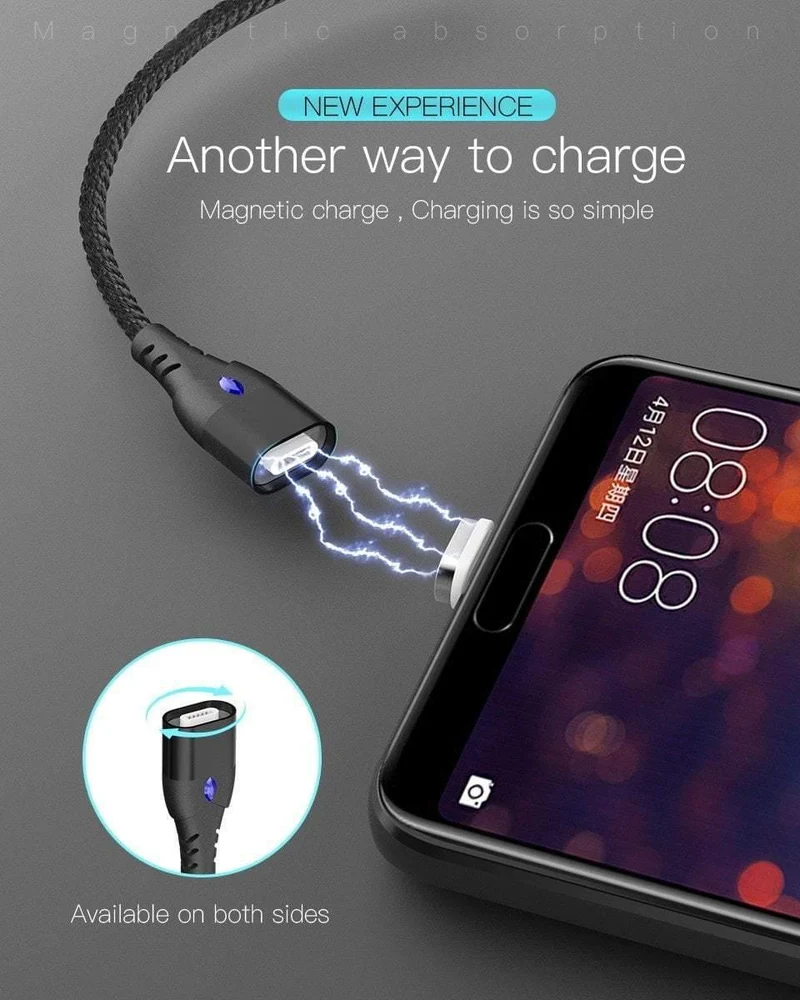 PZOZ USB C Magnetkabel 5A Superschnelles Laden Telefon Typ-C Magnet-Ladeadapter für Samsung Galaxy S9 Huawei Xiaomi A2 lite