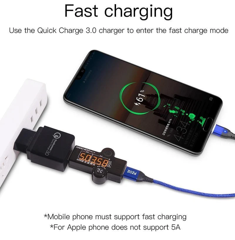 PZOZ USB C Magnetkabel 5A Superschnelles Laden Telefon Typ-C Magnet-Ladeadapter für Samsung Galaxy S9 Huawei Xiaomi A2 lite