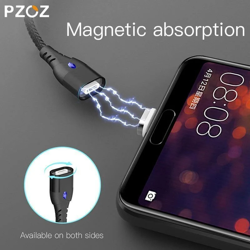 PZOZ USB C Magnetkabel 5A Superschnelles Laden Telefon Typ-C Magnet-Ladeadapter für Samsung Galaxy S9 Huawei Xiaomi A2 lite