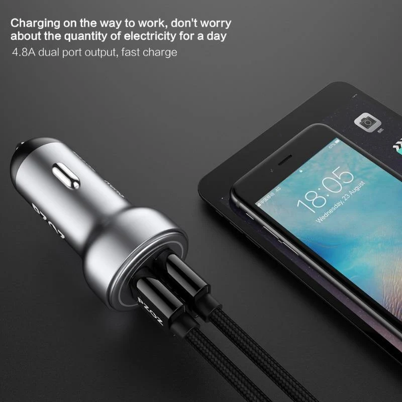 PZOZ Autoladegerät Dual USB 4.8A Lade-Handyadapter für iPhone 7 6 Samsung Xiaomi Micro Mini Dash Autoladegerät Universal