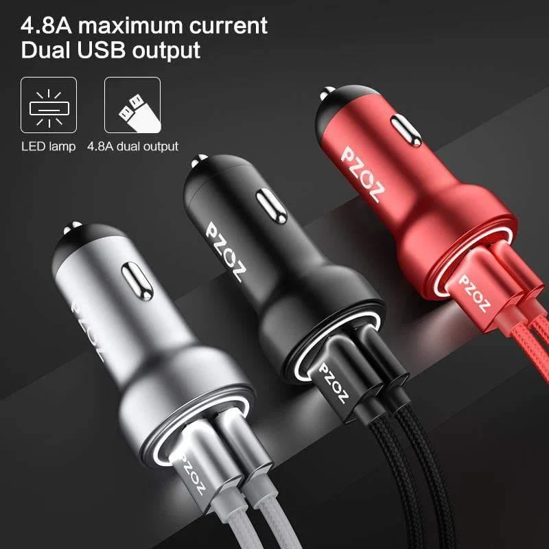 PZOZ Autoladegerät Dual USB 4.8A Lade-Handyadapter für iPhone 7 6 Samsung Xiaomi Micro Mini Dash Autoladegerät Universal
