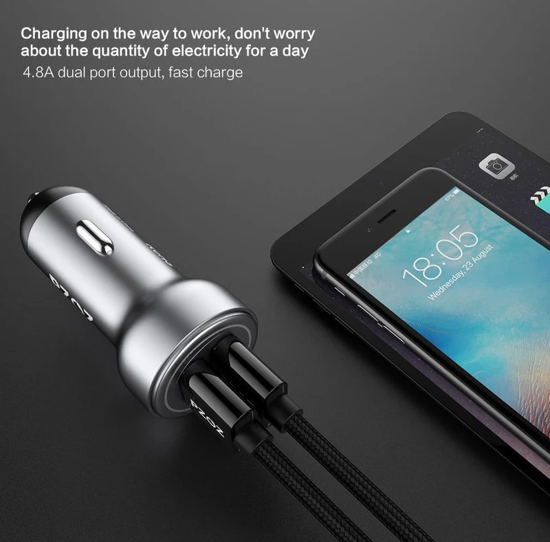 PZOZ Autoladegerät Dual USB 4.8A Lade-Handyadapter für iPhone 7 6 Samsung Xiaomi Micro Mini Dash Autoladegerät Universal
