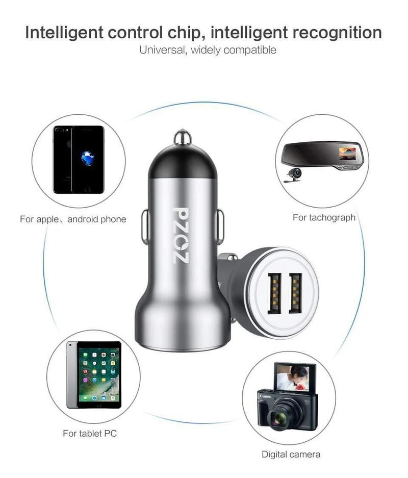 PZOZ Autoladegerät Dual USB 4.8A Lade-Handyadapter für iPhone 7 6 Samsung Xiaomi Micro Mini Dash Autoladegerät Universal