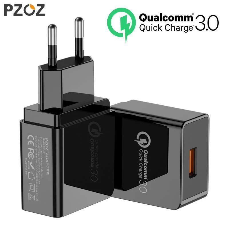 PZOZ USB-Ladegerät Mobiltelefon Schnellladung Qualcomm Quick Charge QC 3.0 Reise-Wandadapter EU-Stecker für Samsung Xiaomi iPhone