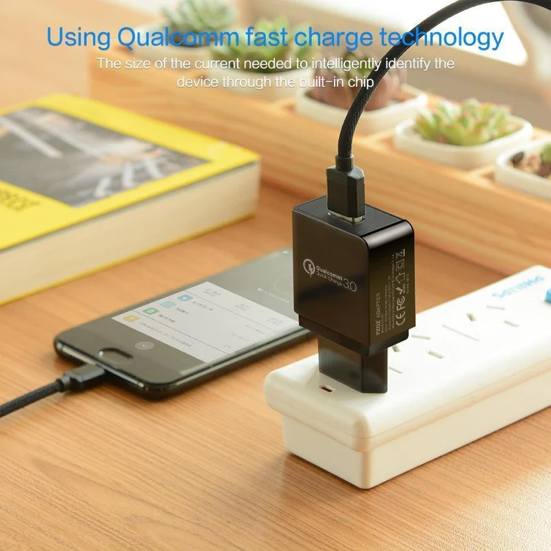 PZOZ USB-Ladegerät Mobiltelefon Schnellladung Qualcomm Quick Charge QC 3.0 Reise-Wandadapter EU-Stecker für Samsung Xiaomi iPhone
