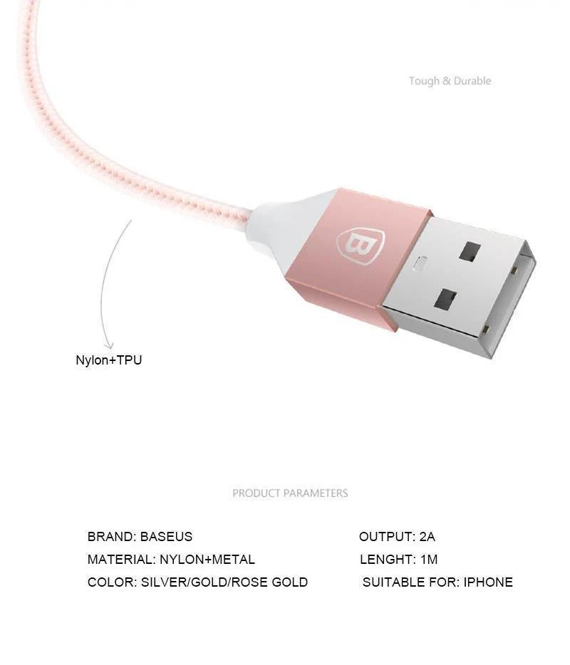 Baseus USB-Kabel für iPhone X 8 5 5s 6s 6 7 Handy 2A Schnellladekabel Datensynchronisationskabel Kabel für IOS 8 9 10 11