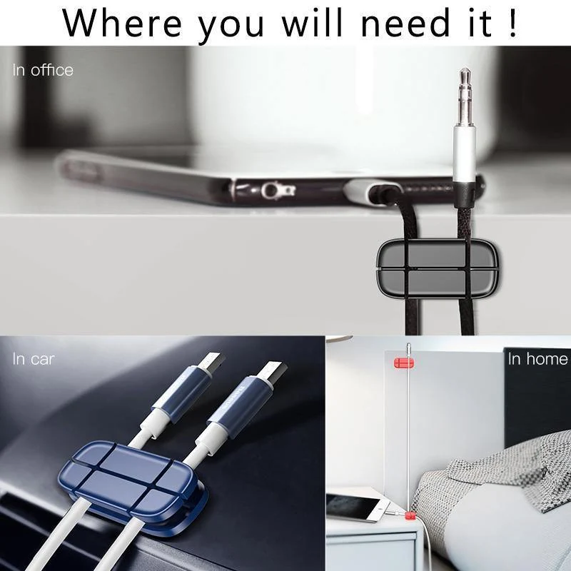 Baseus Handy-Kabel-Clip für Auto-Desktop, ordentlicher Ladegerät-Kabel-Organizer für Datenkabel, digitaler Draht-Ladekabel-Wickler