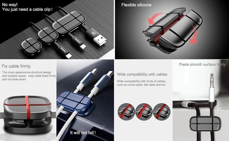 Baseus Handy-Kabel-Clip für Auto-Desktop, ordentlicher Ladegerät-Kabel-Organizer für Datenkabel, digitaler Draht-Ladekabel-Wickler