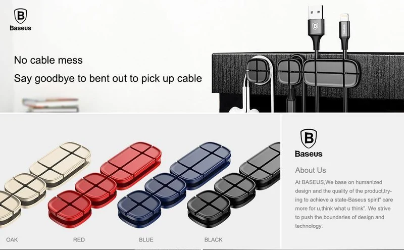 Baseus Handy-Kabel-Clip für Auto-Desktop, ordentlicher Ladegerät-Kabel-Organizer für Datenkabel, digitaler Draht-Ladekabel-Wickler