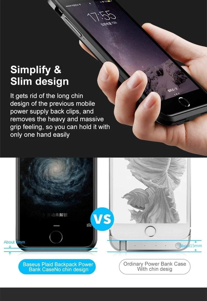 Baseus Batteriefach für iPhone 6 6s 6 Plus 3600mAh Akku Power Bank Case für iPhone 6s Plus Ladegerät Case Telefon Powerbank Cases