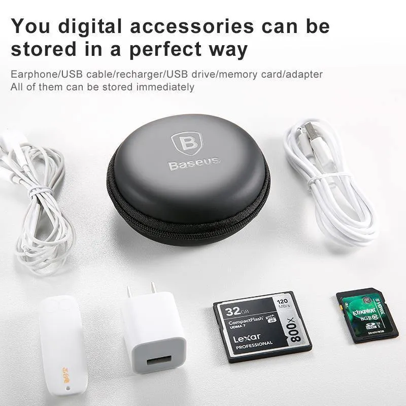 Baseus Tragbares Handy-Zubehör, Aufbewahrungspaket, Mini-Hülle für USB-Kabel, Harttasche, Kopfhörer-Box für Ladegerät, SD-TF-Karten