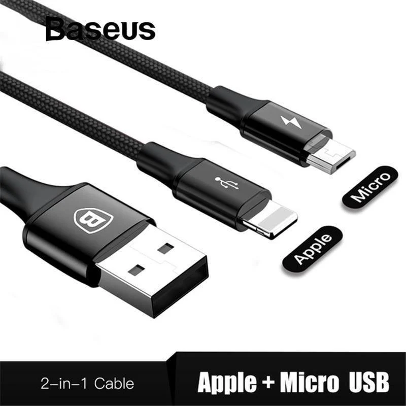 Baseus 2 in 1 USB Kabel, ladekabel Für iPhone X USB Ladegerät Kabel Für Xiaomi Redmi 4X Hinweis 4X Handy Micro USB Kabel