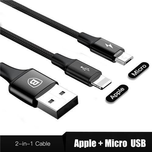 Baseus 2 in 1 USB Kabel, ladekabel Für iPhone X USB Ladegerät Kabel Für Xiaomi Redmi 4X Hinweis 4X Handy Micro USB Kabel