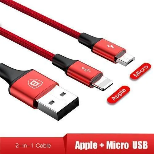 Baseus 2 in 1 USB Kabel, ladekabel Für iPhone X USB Ladegerät Kabel Für Xiaomi Redmi 4X Hinweis 4X Handy Micro USB Kabel