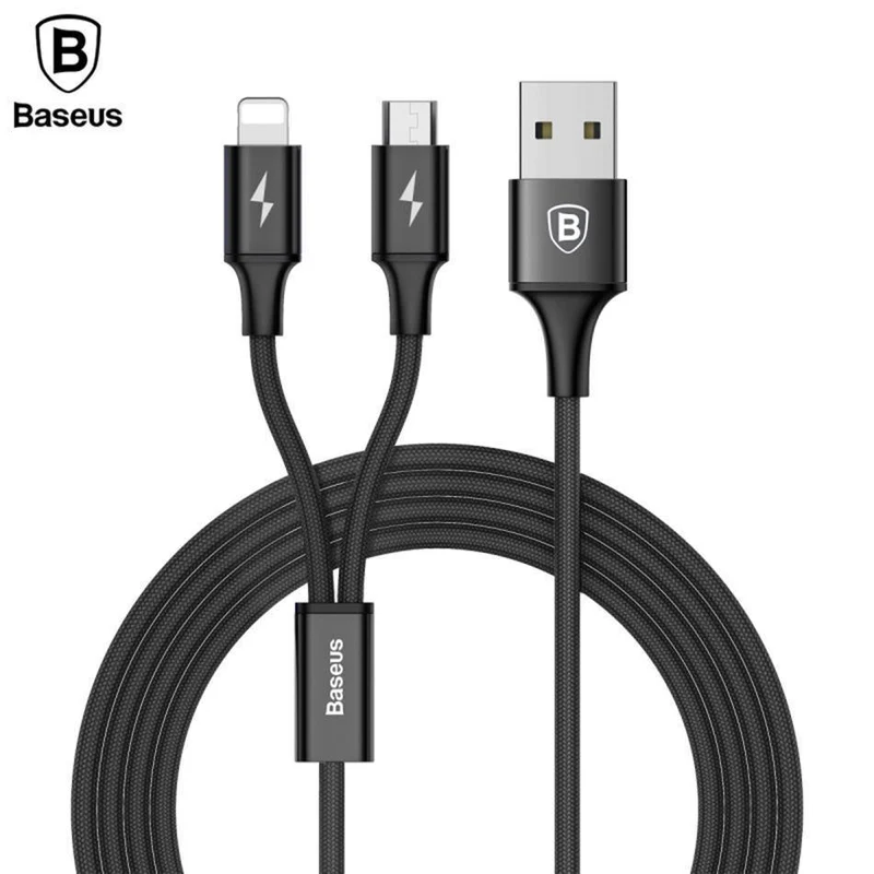 Baseus 2 in 1 USB Kabel, ladekabel Für iPhone X USB Ladegerät Kabel Für Xiaomi Redmi 4X Hinweis 4X Handy Micro USB Kabel