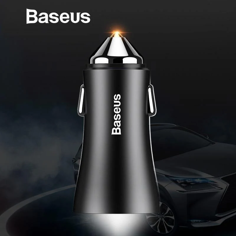 Baseus Dual USB Autoladegerät für iPhone XS Samsung Handyladegerät Auto Zigarettenanzünder Tablet GPS Reiseadapter Telefonladegerät