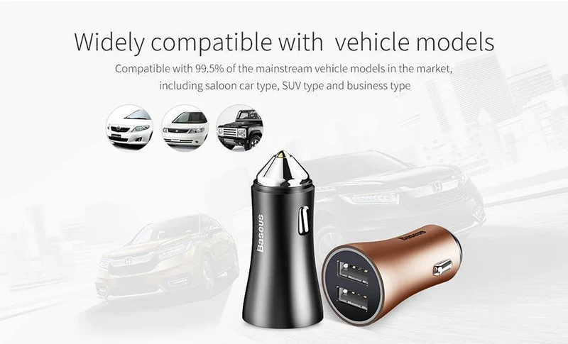 Baseus Dual USB Autoladegerät für iPhone XS Samsung Handyladegerät Auto Zigarettenanzünder Tablet GPS Reiseadapter Telefonladegerät