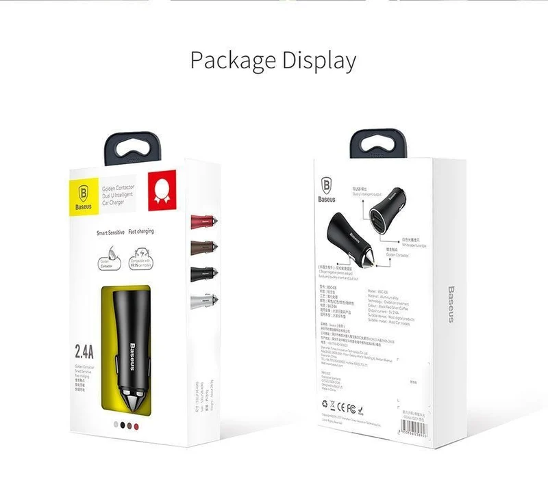 Baseus Dual USB Autoladegerät für iPhone XS Samsung Handyladegerät Auto Zigarettenanzünder Tablet GPS Reiseadapter Telefonladegerät
