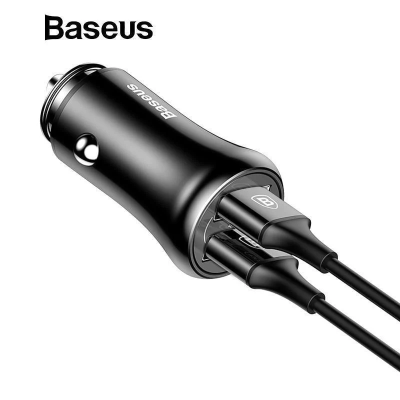 Baseus Autoladegerät Dual USB Autoladegerät Auto-Styling USB-Ladegerät für Mobiltelefon Schnelles Autotelefonladegerät für Xiaomi Roidmi 3s
