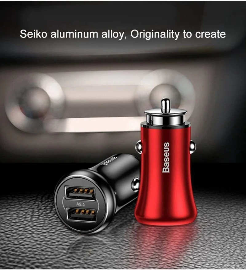 Baseus Autoladegerät Dual USB Autoladegerät Auto-Styling USB-Ladegerät für Mobiltelefon Schnelles Autotelefonladegerät für Xiaomi Roidmi 3s