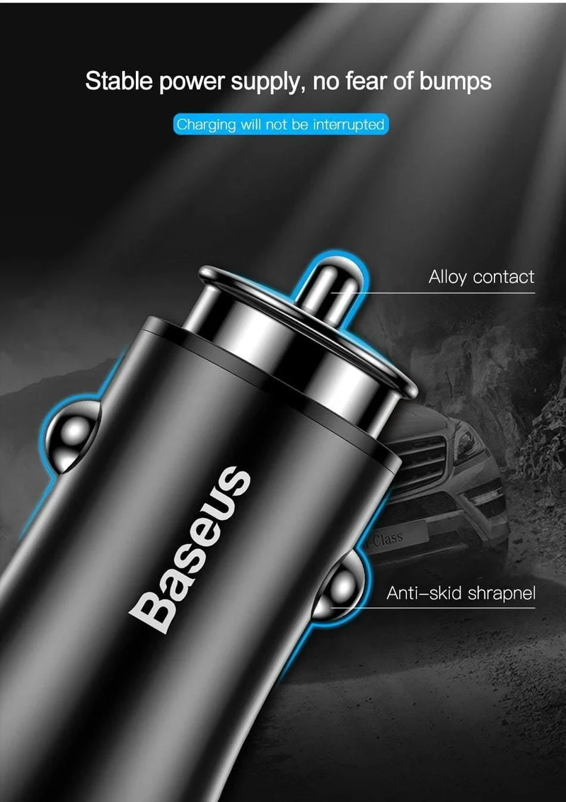 Baseus Autoladegerät Dual USB Autoladegerät Auto-Styling USB-Ladegerät für Mobiltelefon Schnelles Autotelefonladegerät für Xiaomi Roidmi 3s