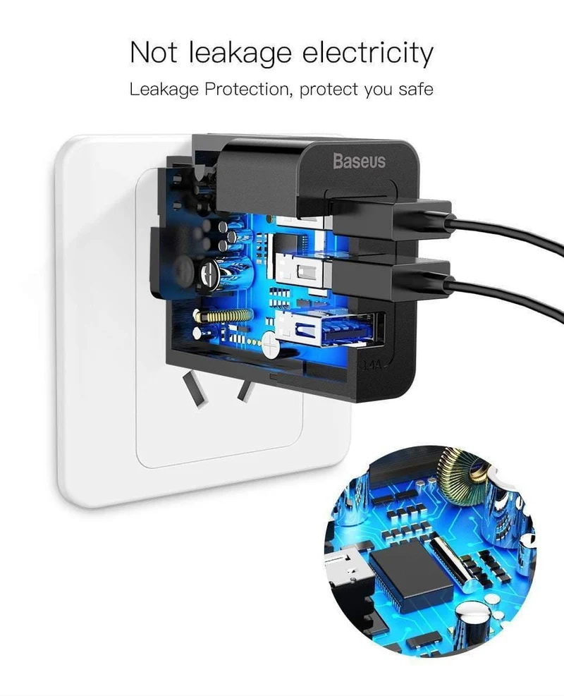 Baseus 3 Port USB Ladegerät 3in1 Triple EU US UK Stecker 2.4 A Reise Wand Ladegerät Adapter für iPhone Samsung Xiaomi Telefon USB Ladegerät