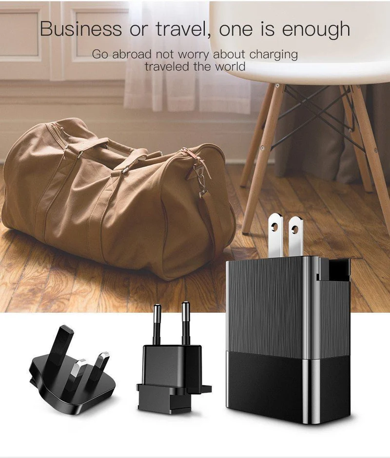 Baseus 3 Port USB Ladegerät 3in1 Triple EU US UK Stecker 2.4 A Reise Wand Ladegerät Adapter für iPhone Samsung Xiaomi Telefon USB Ladegerät