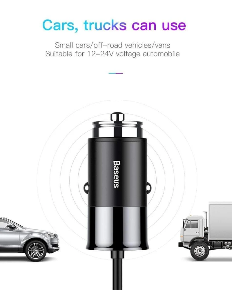 Baseus 2-in-1-Autoladegerät für Mobiltelefone, Reiseadapter und USB-Typ-C-Federladekabel für iPhone, Samsung, Autotelefonladegerät