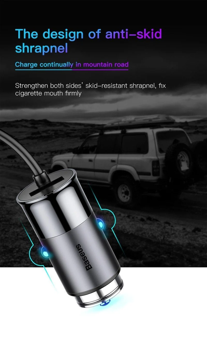 Baseus 2-in-1-Autoladegerät für Mobiltelefone, Reiseadapter und USB-Typ-C-Federladekabel für iPhone, Samsung, Autotelefonladegerät