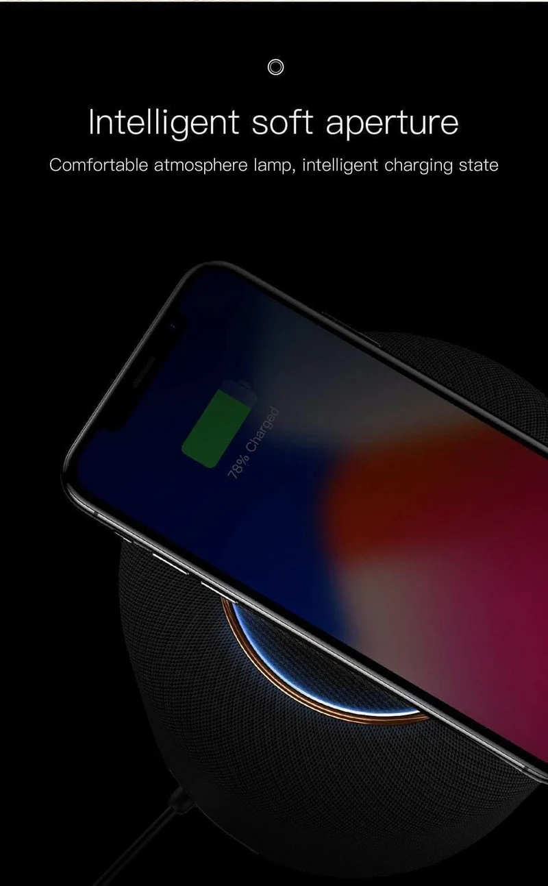 Baseus Tragbarer Bluetooth-Lautsprecher mit kabellosem Qi-Ladegerät, schnelles kabelloses Telefonladegerät, Lautsprecher für iPhone X, Samsung Xiaomi