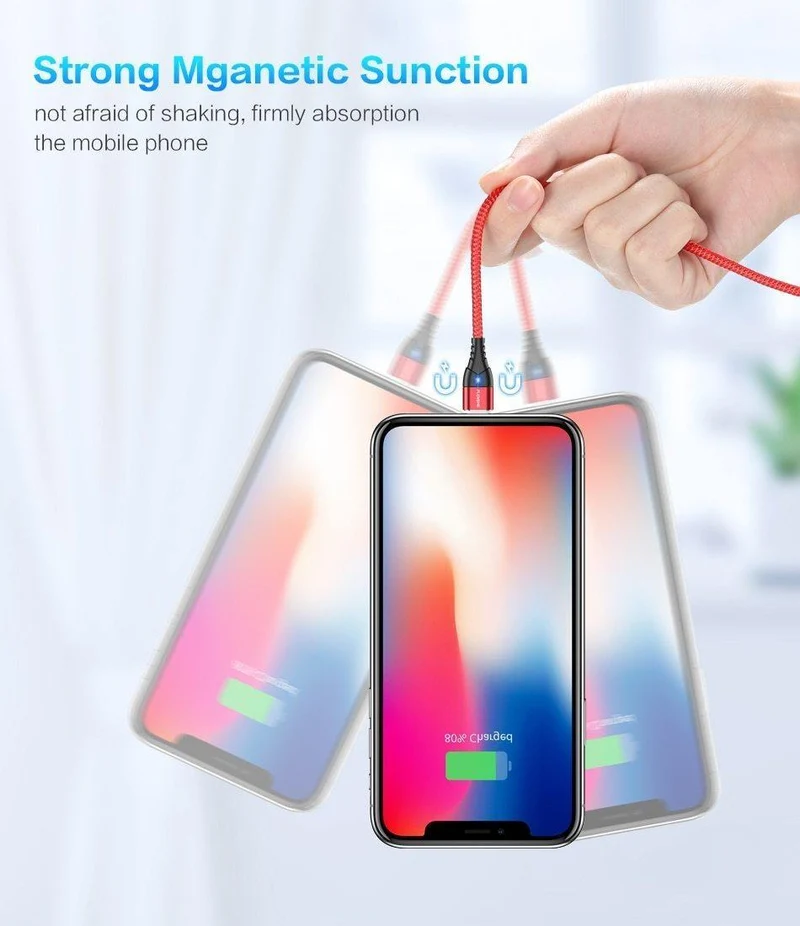 FLOVEME Magnetkabel Micro USB Typ C für iPhone Lightning-Kabel 1M 3A Schnellladekabel USB-C Typ-C Magnet-Ladekabel für Telefon