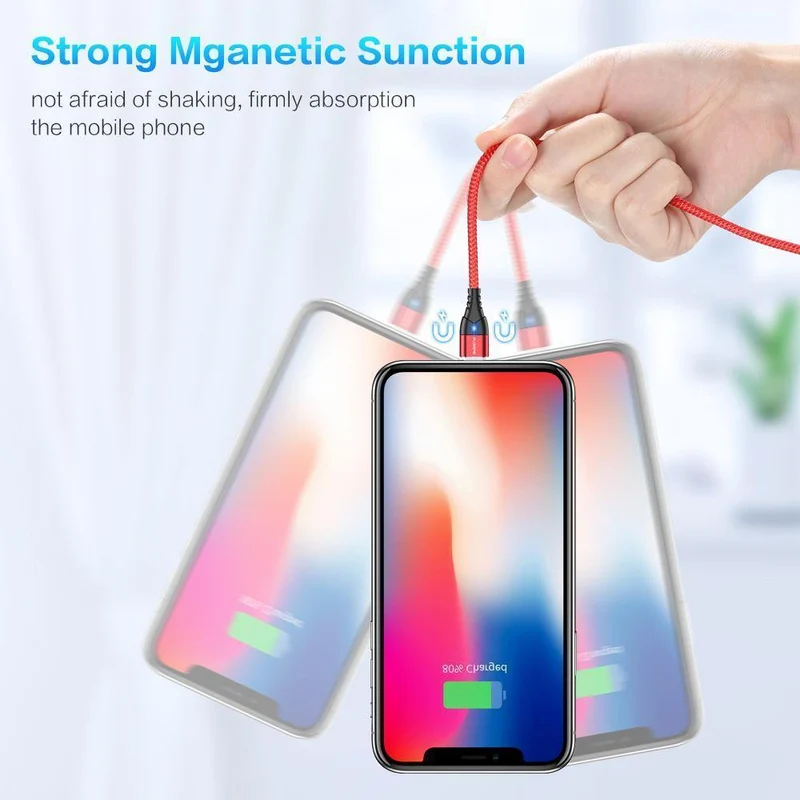 FLOVEME Magnetkabel Micro USB Typ C für iPhone Lightning-Kabel 1M 3A Schnellladekabel USB-C Typ-C Magnet-Ladekabel für Telefon