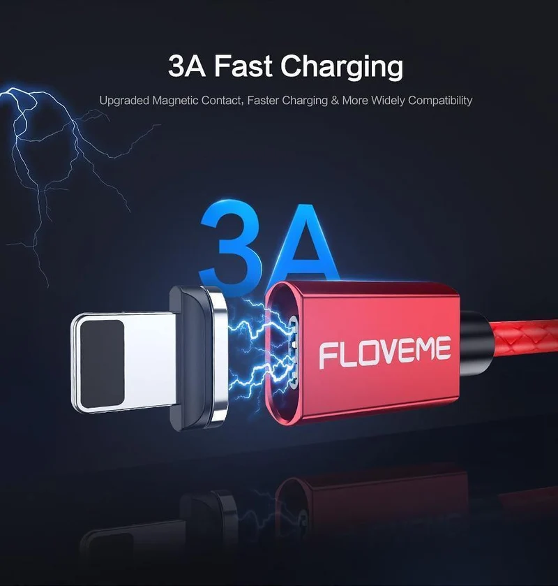 FLOVEME 3A Magnetkabel Micro USB Typ C Kabel für iPhone 1M Schnellladekabel USB C Telefon Magnet Ladegerät für Samsung Xiaomi Cabo