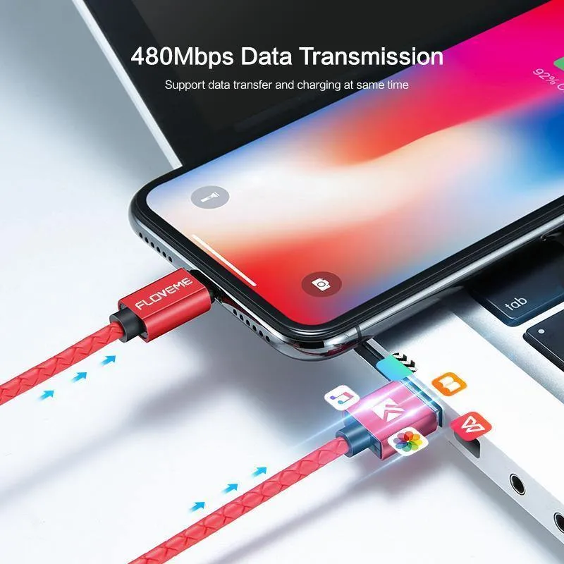 FLOVEME 3A Magnetkabel Micro USB Typ C Kabel für iPhone 1M Schnellladekabel USB C Telefon Magnet Ladegerät für Samsung Xiaomi Cabo