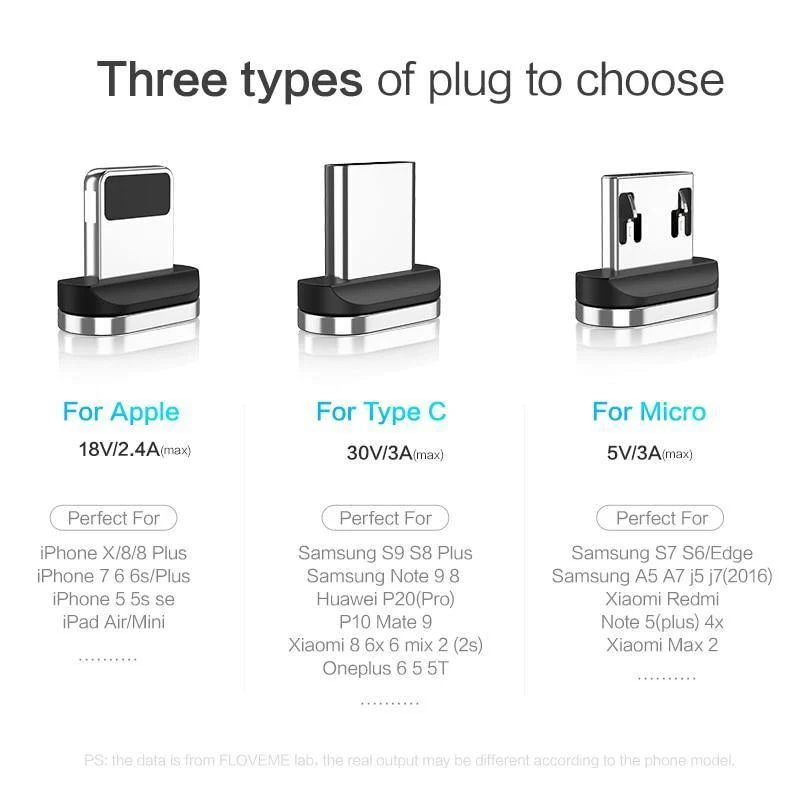 FLOVEME 3A Magnetkabel Micro USB Typ C Kabel für iPhone 1M Schnellladekabel USB C Telefon Magnet Ladegerät für Samsung Xiaomi Cabo