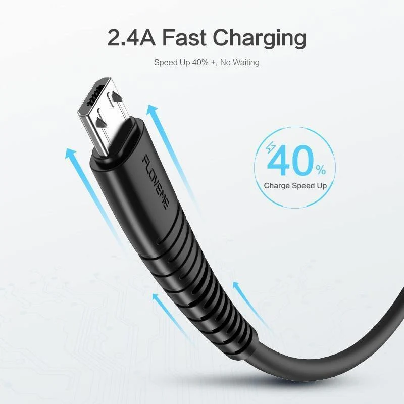 FLOVEME Micro-USB-Kabel 5 V 2.4 A Ladedaten-Schnellladekabel für Samsung Xiaomi Telefonladegerät Kabel Micro-USB-Kabel Flachdraht