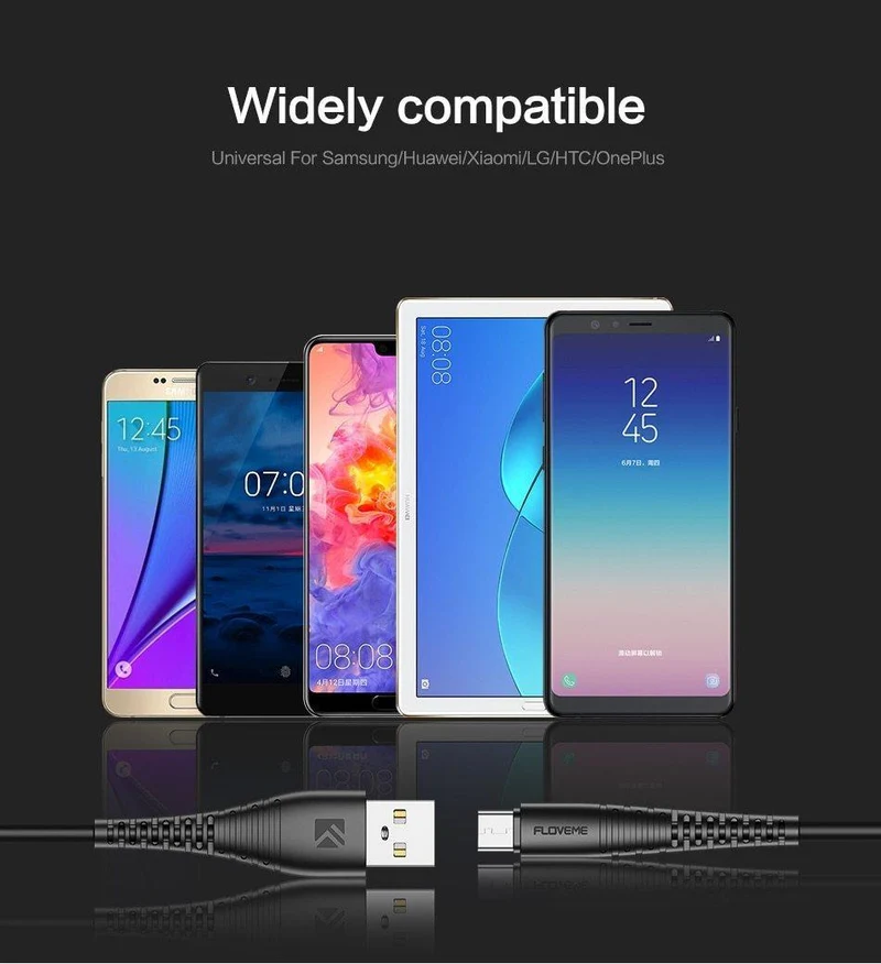 FLOVEME Micro-USB-Kabel 5 V 2.4 A Ladedaten-Schnellladekabel für Samsung Xiaomi Telefonladegerät Kabel Micro-USB-Kabel Flachdraht