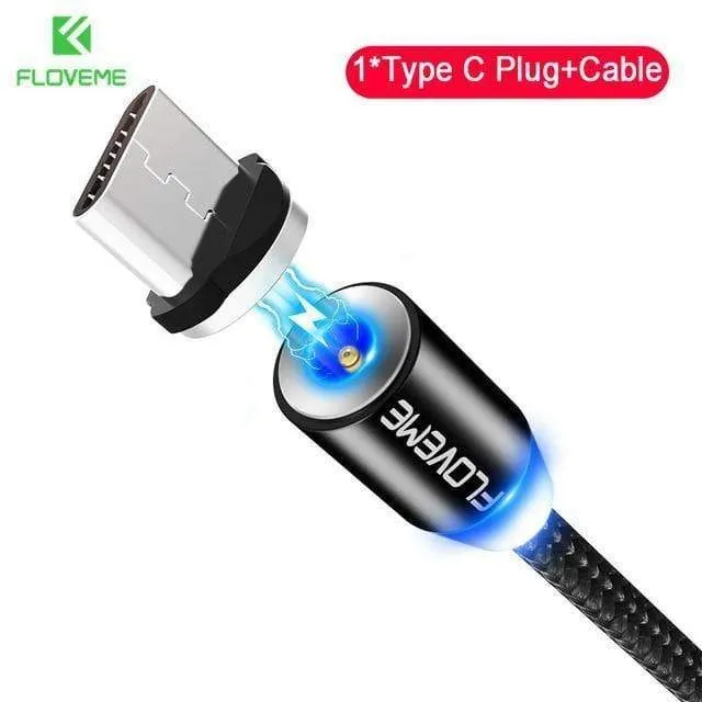 FLOVEME LED Magnetkabel Für Lightning Micro USB Typ C Telefonkabel Für iPhone X Xr Xs Max 1m 2m 2A Schnelllademagnet Ladegerät