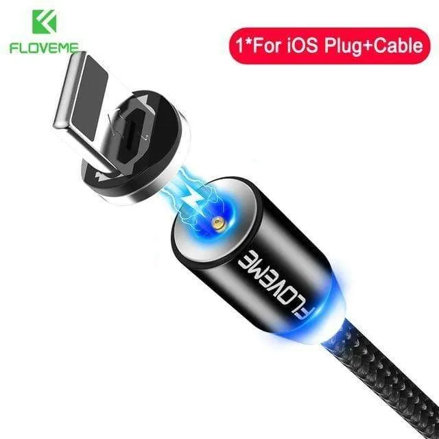 FLOVEME LED Magnetkabel Für Lightning Micro USB Typ C Telefonkabel Für iPhone X Xr Xs Max 1m 2m 2A Schnelllademagnet Ladegerät