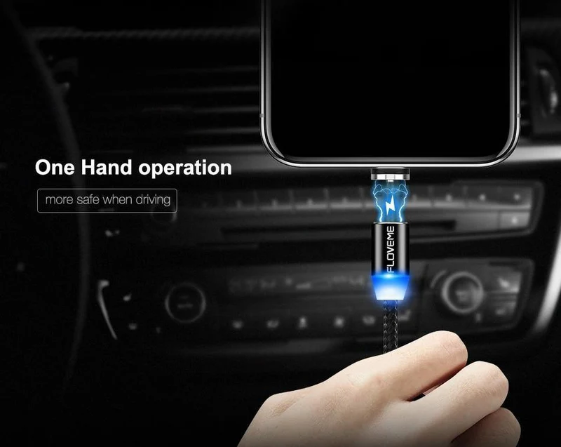 FLOVEME LED Magnetkabel Für Lightning Micro USB Typ C Telefonkabel Für iPhone X Xr Xs Max 1m 2m 2A Schnelllademagnet Ladegerät