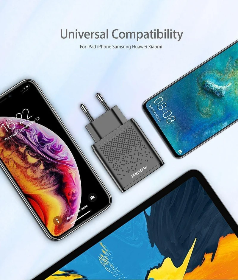 FLOVEME Dual USB Ladegerät für iPhone X 7 8 iPad 5V 2.4A Schnelle Lade Wand Telefon Ladegerät für Xiaomi Huawei Mate 20 Pro EU Adapter
