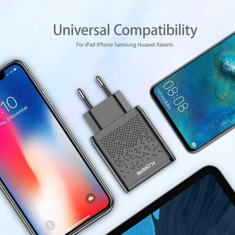 FLOVEME Dual USB Ladegerät für iPhone X 7 8 iPad 5V 2.4A Schnelle Lade Wand Telefon Ladegerät für Xiaomi Huawei Mate 20 Pro EU Adapter