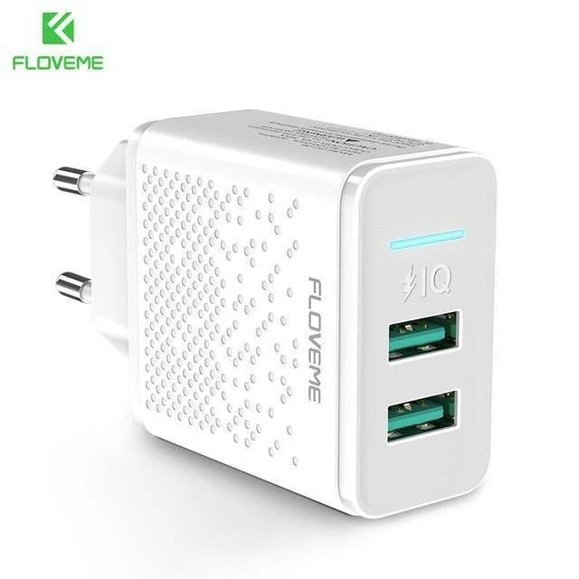 FLOVEME Dual USB Ladegerät für iPhone X 7 8 iPad 5V 2.4A Schnelle Lade Wand Telefon Ladegerät für Xiaomi Huawei Mate 20 Pro EU Adapter